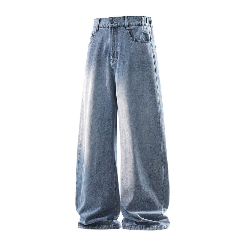 Damen Weite Jeanshose mit hohem Bund, elastischem Taillenbund und Baggy‑Silhouette Drune