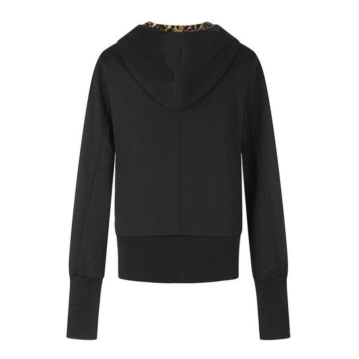 Damen Kapuzen‑Sweatjacke mit durchgehendem Reißverschluss, Raffungen vorn und Leo‑Kapuzefutter Drune