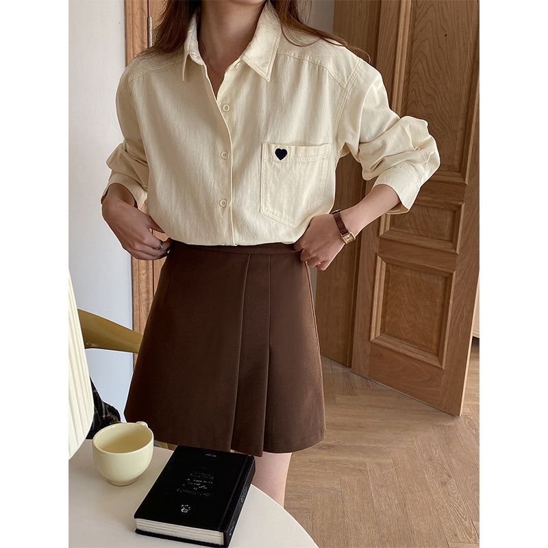 Damen lässige Bluse mit Herz-Detail Drune