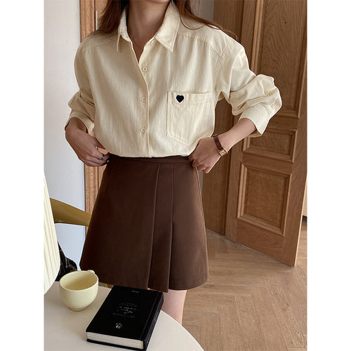 Damen lässige Bluse mit Herz-Detail Drune
