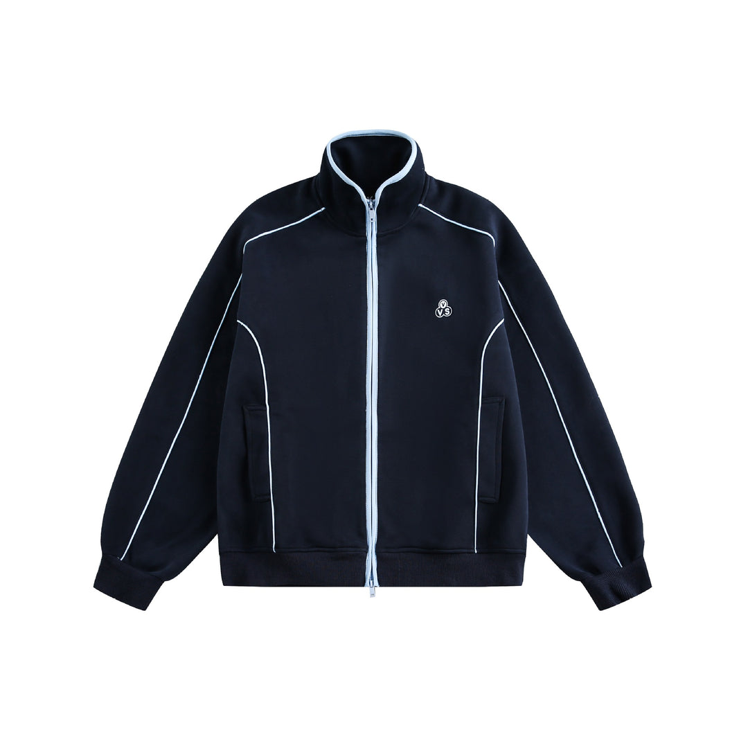 Damen Oversize-Sweatjacke mit Stehkragen und Zwei-Wege-Reißverschluss Drune