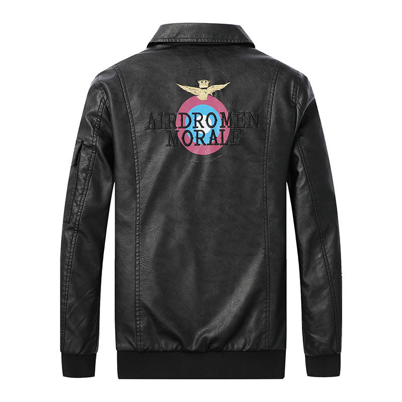 Herren Pilotenblouson im Vintage-Lederlook mit Patch‑Applikationen, Pattentaschen und Ärmel‑Utilityfach Drune