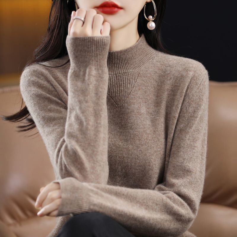 Damen feiner Pullover mit hohem Kragen und eleganten Details Drune