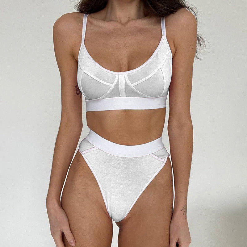Damen Sportliches Bikini-Set mit verstellbaren Trägern und hohem Schnitt Drune