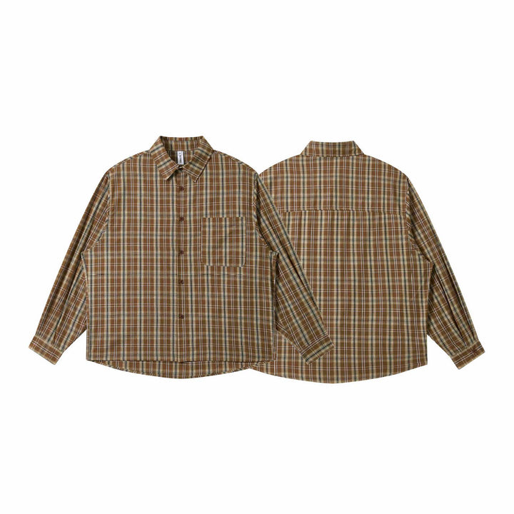 Herren Lockeres Karo-Workshirt aus Baumwollmischung mit aufgesetzter Brusttasche Drune