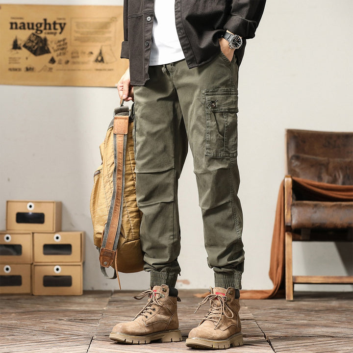 Herren Cargo-Joggerhose mit Kordelzug, Mehrfachtaschen & elastischen Bündchen Drune
