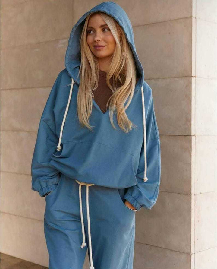 Damen lässiger Jumpsuit mit tiefem V-Ausschnitt und praktischen Taschen Drune