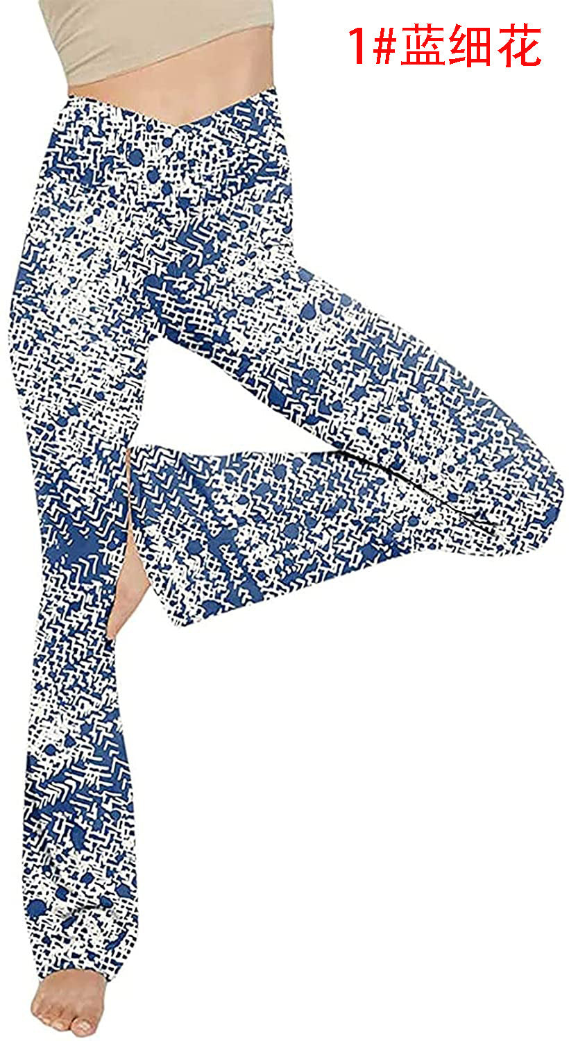 Damen nan taillenhohe Yogahose mit überkreuztem Bund und ausgestelltem Saum mit Schlitz Drune