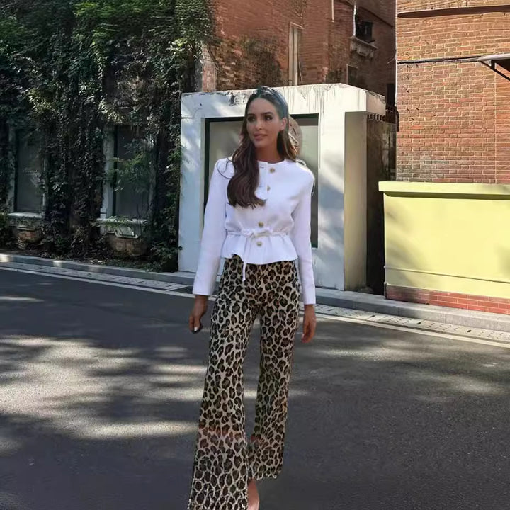 Damen modische Stoffhose mit animalischem Muster Drune