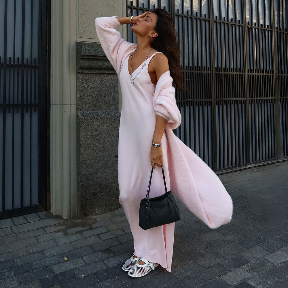 Damen Längerer kuscheliger Cardigan mit weitem Schnitt Drune