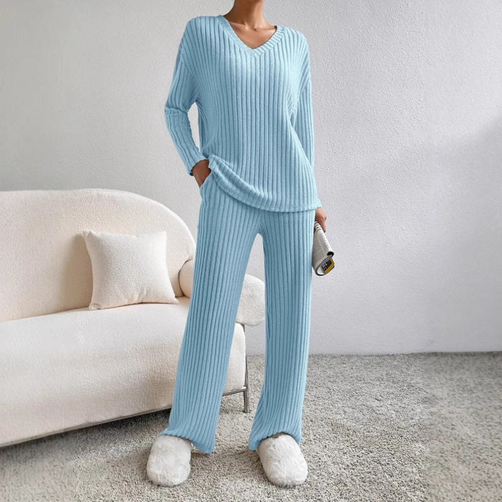 Damen Relaxed Loungewear-Set mit Rippenstruktur Drune