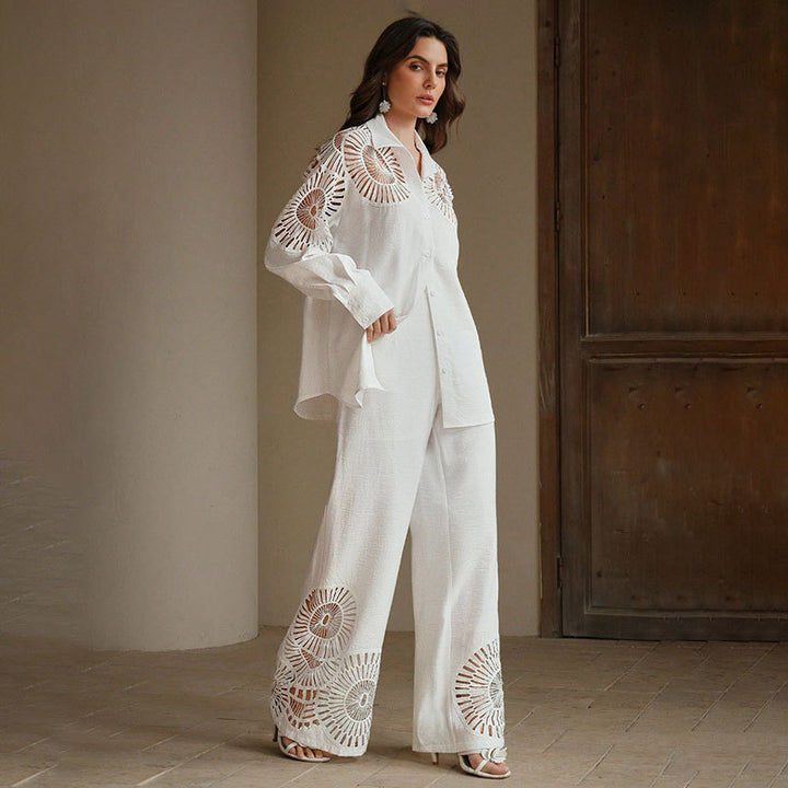 Damen Elegante Blusen und Hosen Kombination Drune