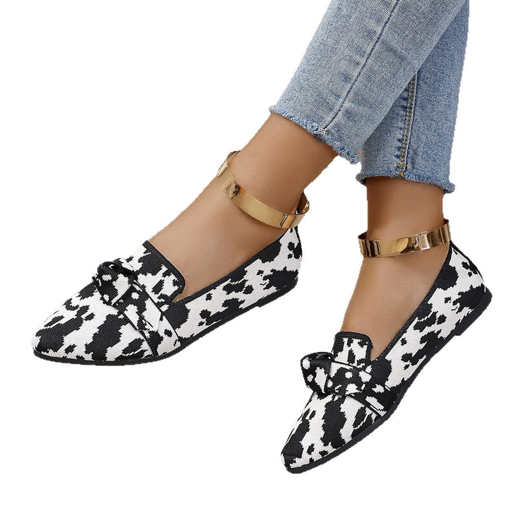 Damen Ballerinas mit modischem Streifendesign und charmantem Schleifenakzent Drune