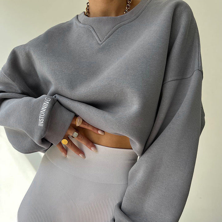 Damen lässiger Oversized Sweatshirt mit Raglanärmeln und besonderen Detailnähten Drune
