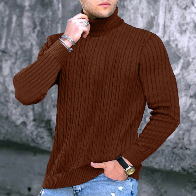 Herren eleganter Rollkragenpullover mit exquisiter Zopfmusterstruktur Drune