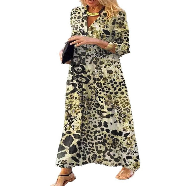 Damen Maxikleid mit trendigem Leopardenmuster und elegantem Wickeldesign Drune