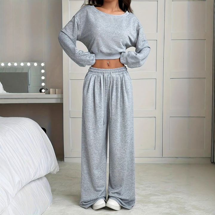 Damen lässiges Sweatshirt und weite Hose Set Drune