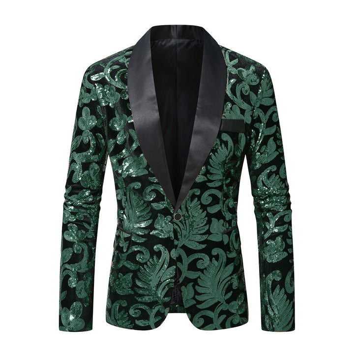 Herren glamouröser Pailletten-Blazer mit floralem Design und elegantem Schnitt Drune