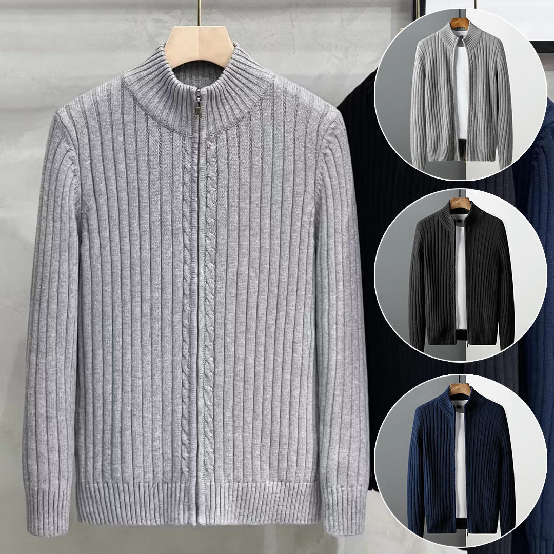 Herren Strickjacke mit körpernahem Schnitt und Reißverschluss Drune