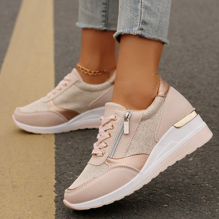 Damen Plateau-Sneaker mit Keilabsatz und Reißverschluss Drune