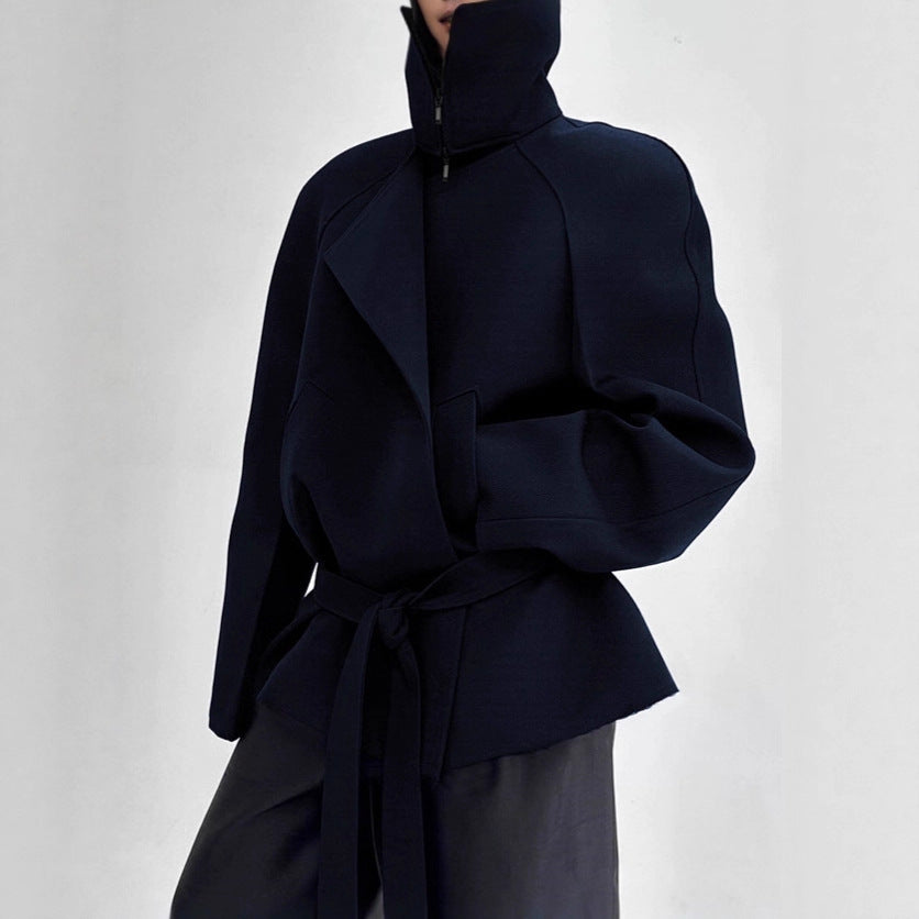 Damen Modische Jacke mit hohem Kragen und taillierter Silhouette Drune