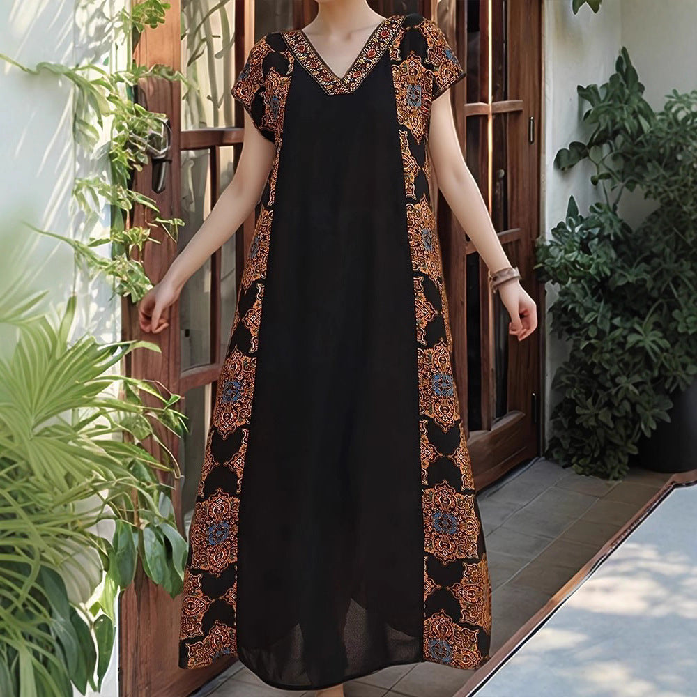 Damen Maxikleid mit aufwendigen Stickdetails und fließendem Schnitt Drune