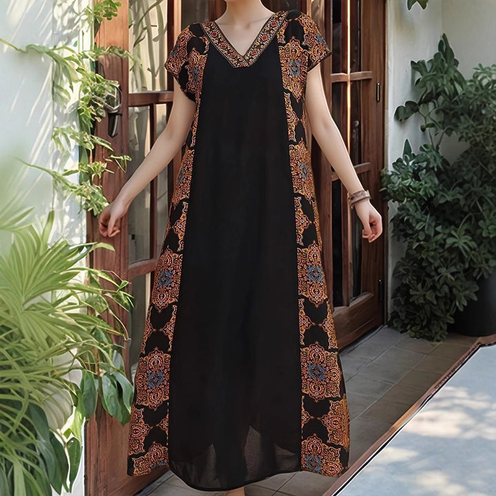 Damen Maxikleid mit aufwendigen Stickdetails und fließendem Schnitt Drune