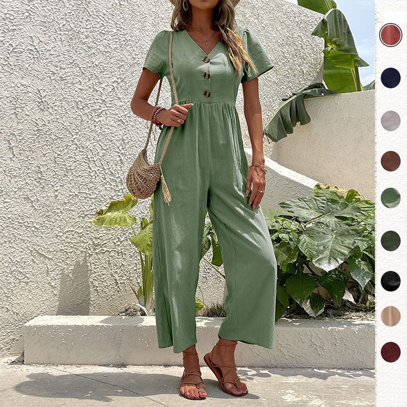 Damen Jumpsuit mit knöpfbaren Details und luftigem Schnitt Drune