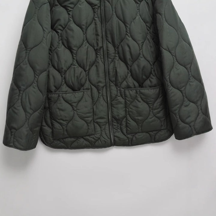 Damen nan gesteppte Oversize-Quiltjacke mit Rundhals, durchgehendem Reißverschluss und aufgesetzten Taschen Drune