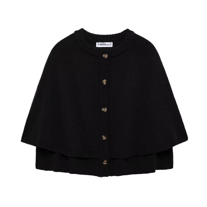 Damen Cape-Cardigan mit Knopfleiste und zweilagigem Umhang Drune