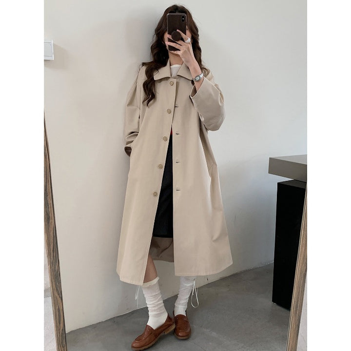 Damen Langer Oversize-Mantel im Trenchstil mit weitem Schnitt und klassischem Revers Drune