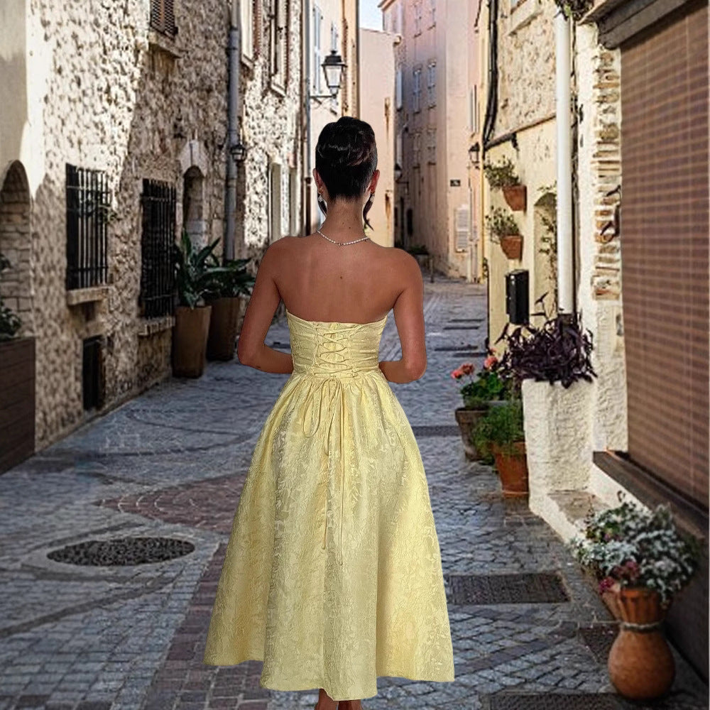 Damen Cocktailkleid mit elegantem Bustier-Oberteil und schwingendem Rock Drune