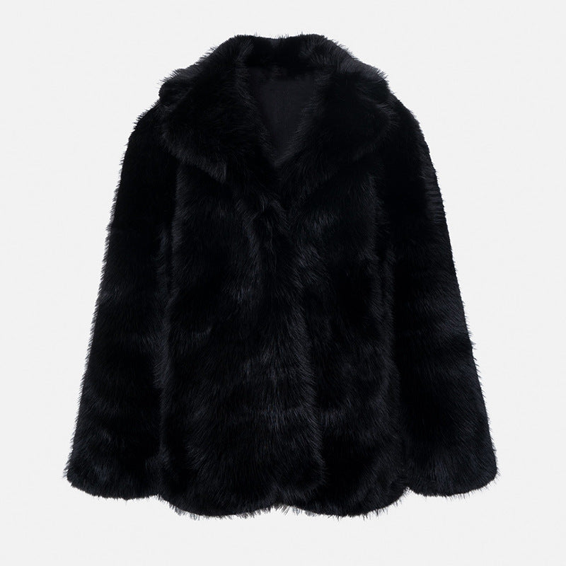 Damen Langfloriger Oversize Kunstpelz‑Mantel mit Boxy‑Silhouette und offenem Schnitt Drune