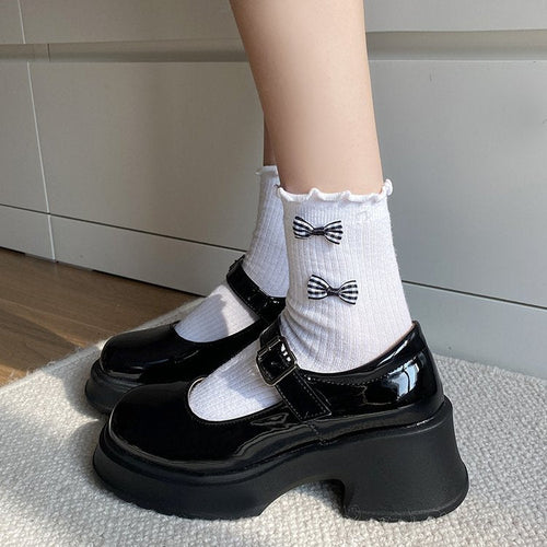 Damen elegante Plateau-Ballerinas mit modischer Schnallenverzierung und rutschfester Sohle Drune