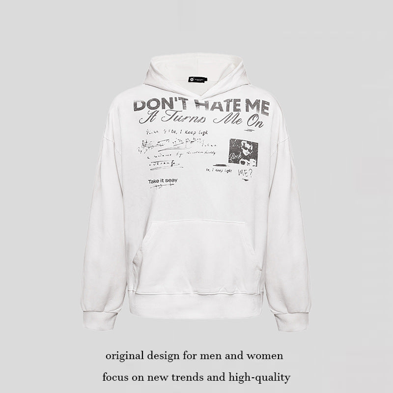 Damen Lässiges Oversize-Hoodie mit Typo-Frontprint, abgesenkten Schultern und Kängurutasche Drune