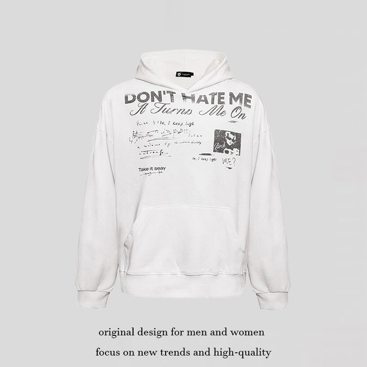 Damen Lässiges Oversize-Hoodie mit Typo-Frontprint, abgesenkten Schultern und Kängurutasche Drune