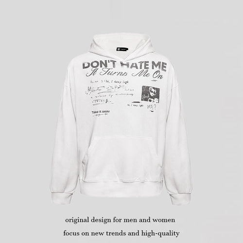 Damen Lässiges Oversize-Hoodie mit Typo-Frontprint, abgesenkten Schultern und Kängurutasche Drune