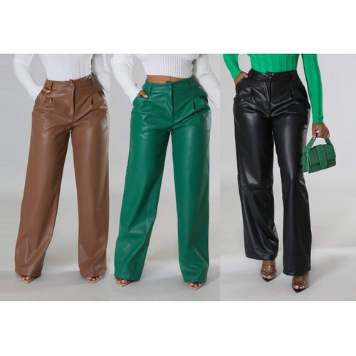 Damen Elegante und stilvolle Kunstlederhose Drune