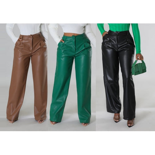 Damen Elegante und stilvolle Kunstlederhose Drune