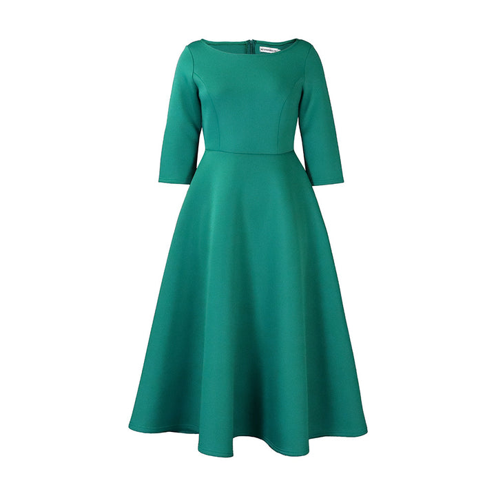 Damen A-Linien Kleid mit elegantem Rundhalsausschnitt und schwingendem Rock Drune