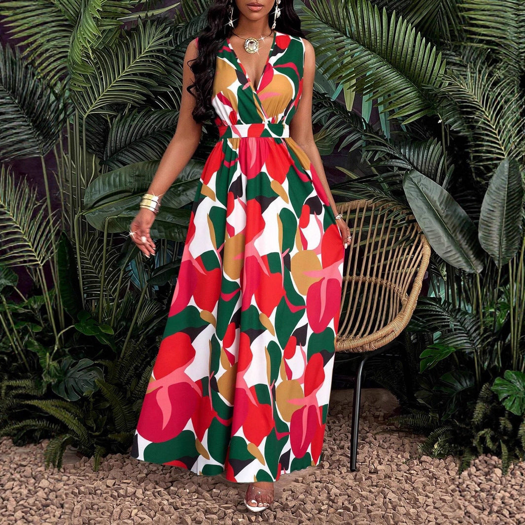 Damen Maxi-Kleid mit elegantem V-Ausschnitt Drune