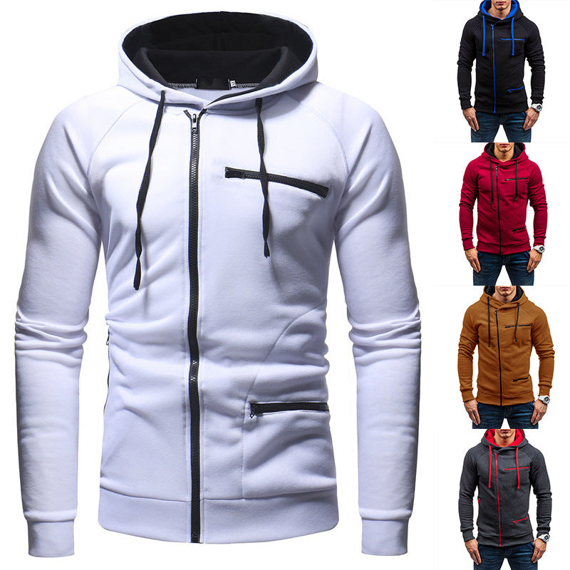 Herren Kapuzenjacke mit modernem Reißverschluss und kontrastiven Details Drune