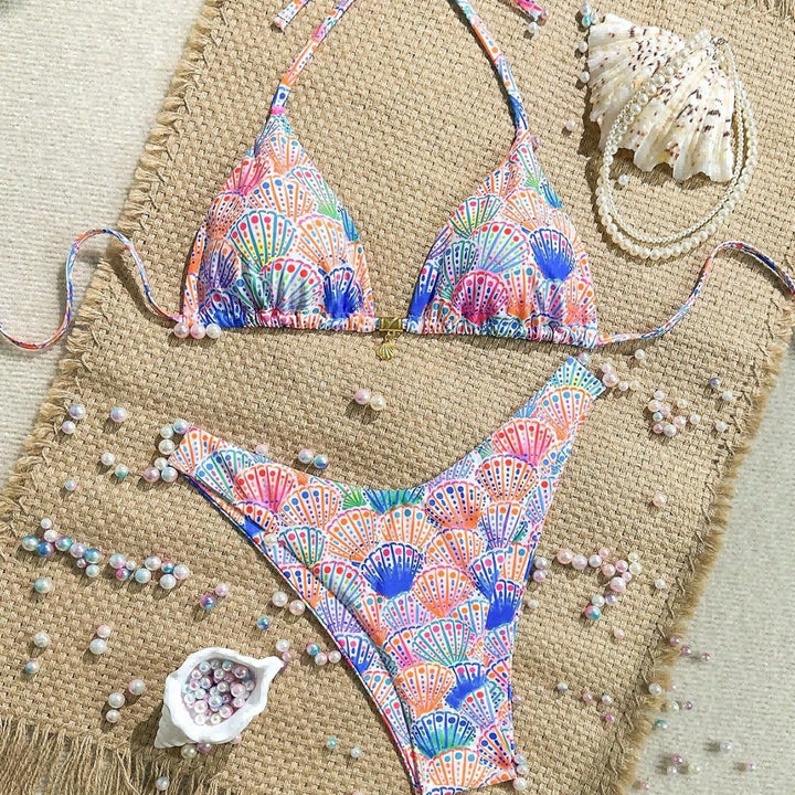 Damen Triangel-Bikini mit floralen Mustern Drune