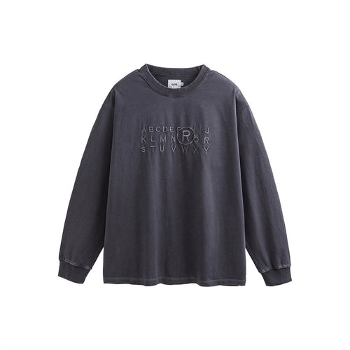 Unisex Oversize Langarm-Sweatshirt mit Relief-Logo und vintage-washed Baumwollmix Drune