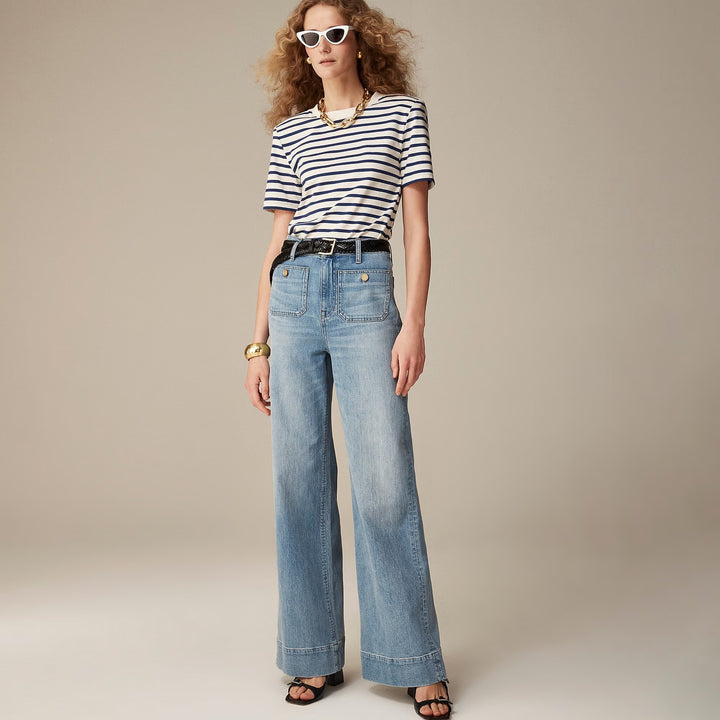 Damen Weite Komfortable Jeans mit hohen Bund Drune