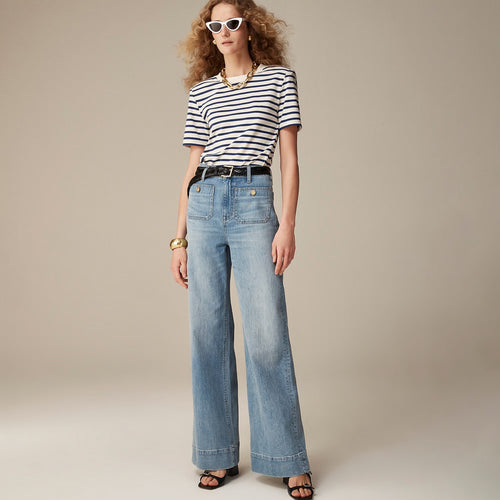 Damen Weite Komfortable Jeans mit hohen Bund Drune