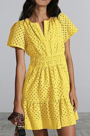 Damen Sommerliches Kurzkleid mit Stickerei Drune