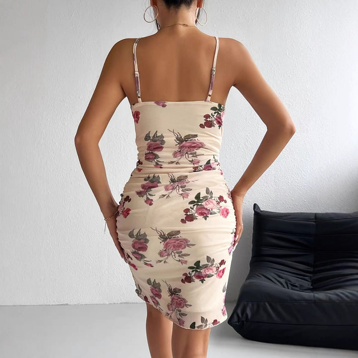 Damen eng anliegendes Minikleid mit floralem Muster Drune