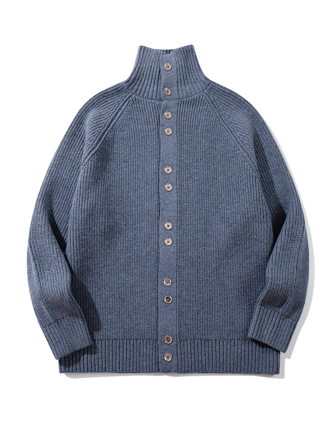 Damen Grobgestrickter Long-Cardigan mit Stehkragen und durchgehender Knopfleiste Drune