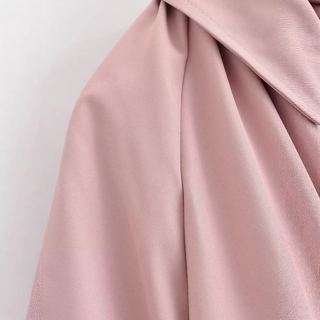 Damen Kurz geschnittene Blousonjacke mit weitem Kimonoärmel und gerafftem Saum Drune